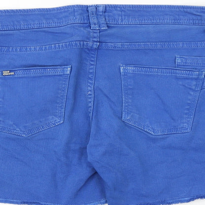 TRF Womens Blue Cotton Cut-Off Shorts Size 10 Regular Zip