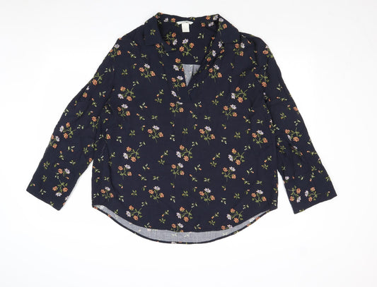 Womens UK Size XS H&M Blue Basic Blouse