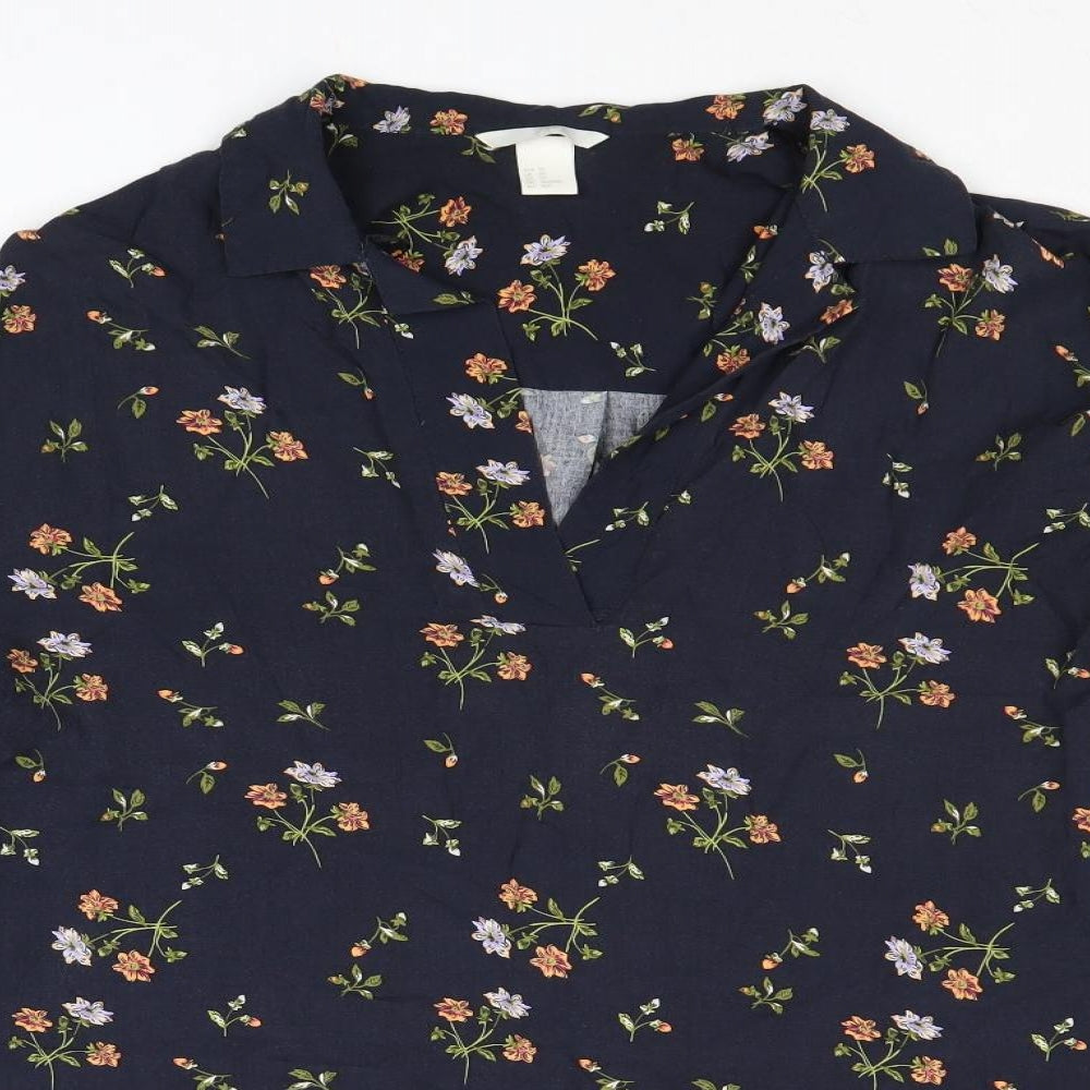 Womens UK Size XS H&M Blue Basic Blouse