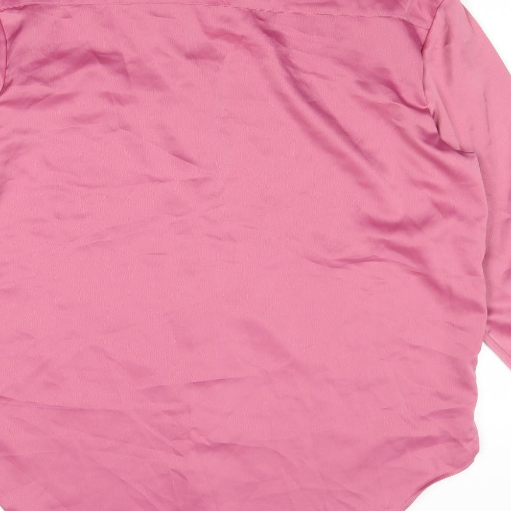 Nasty Gal Womens Pink Polyester Basic Button-Up Size 10 Collared