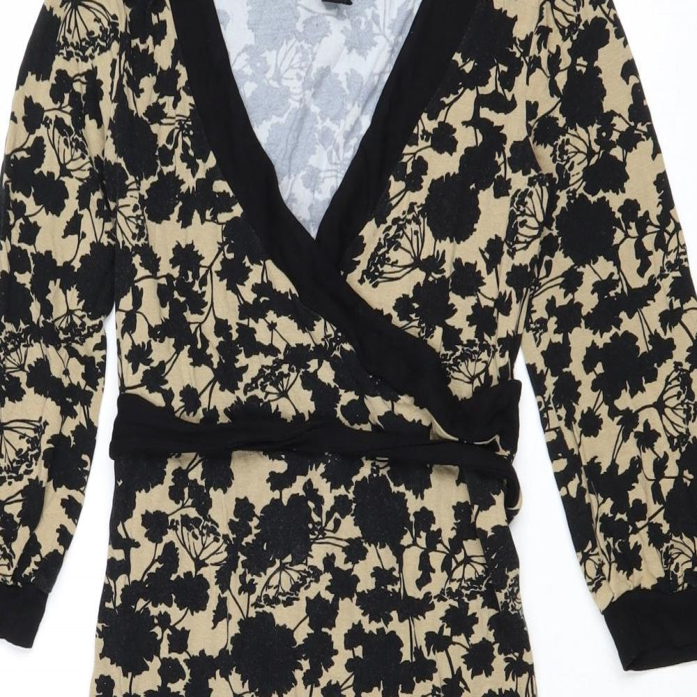 H&M Womens Multicoloured Floral Viscose A-Line Size S V-Neck Pullover