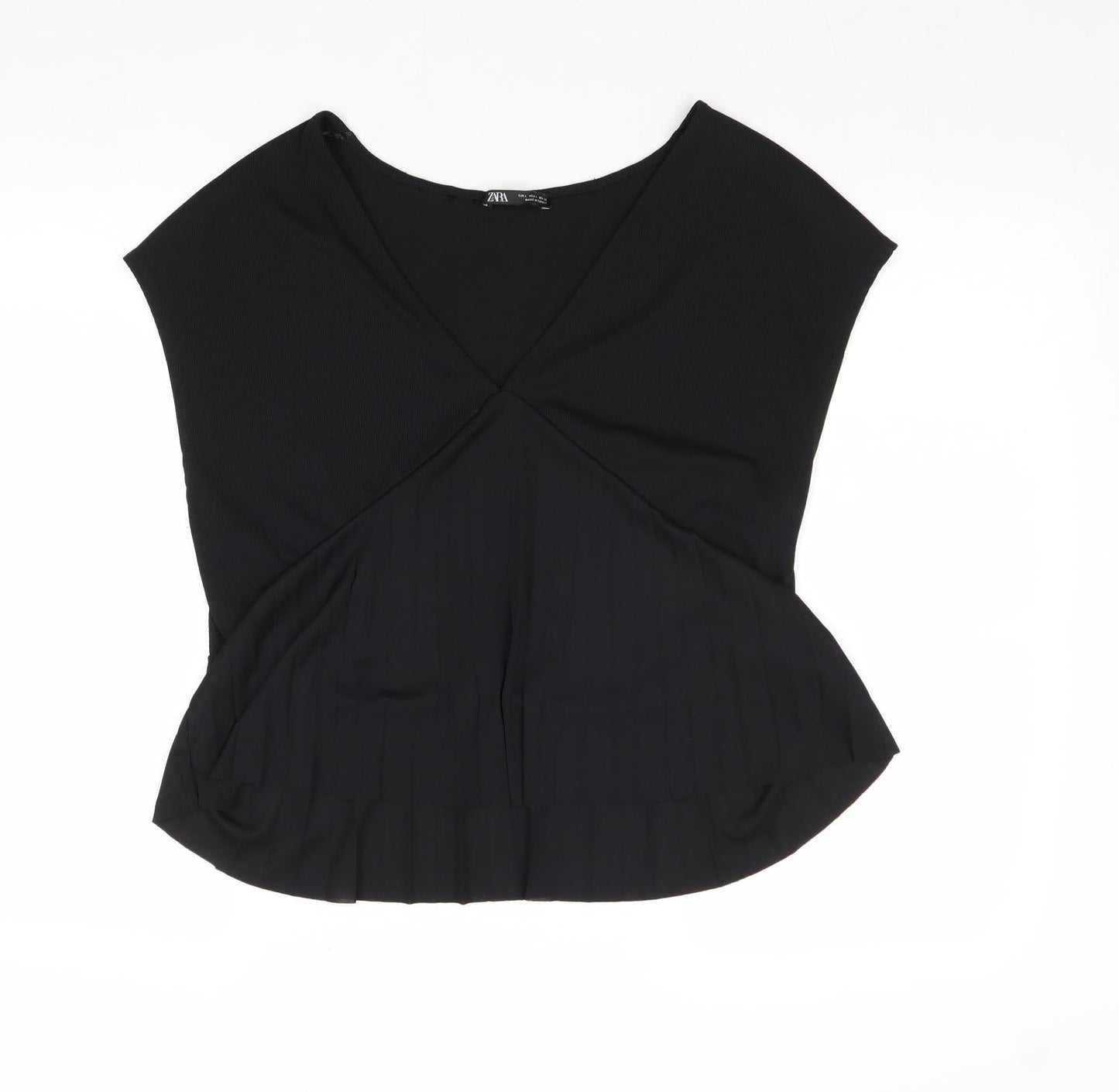 Womens UK Size L Zara Black Basic Blouse