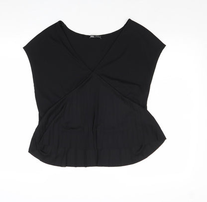 Womens UK Size L Zara Black Basic Blouse
