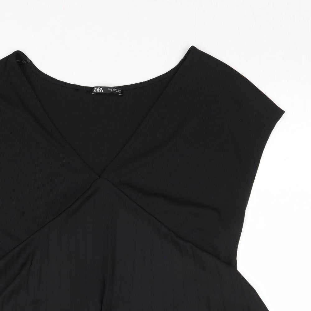 Womens UK Size L Zara Black Basic Blouse
