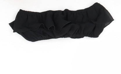 Womens UK Size 4 PRETTYLITTLETHING Black Cropped Tank
