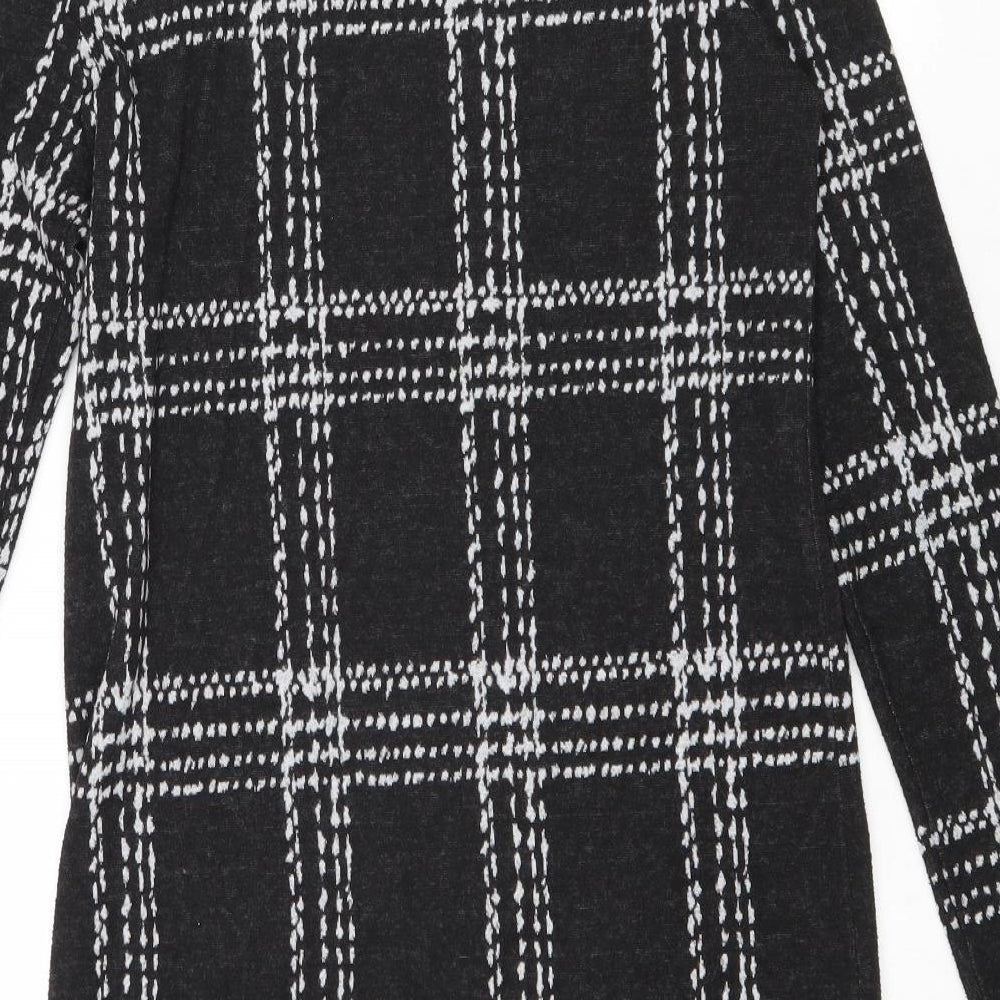 NEXT Womens Grey Check Polyester Jumper Dress Size 10 Round Neck Pullover
