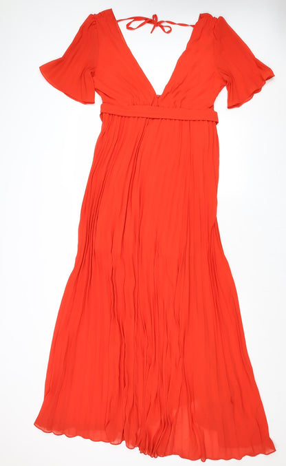 Nasty Gal Womens Red Polyester Trapeze & Swing Size 8 V-Neck Zip
