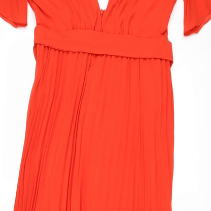 Nasty Gal Womens Red Polyester Trapeze & Swing Size 8 V-Neck Zip