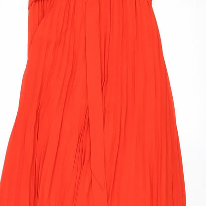 Nasty Gal Womens Red Polyester Trapeze & Swing Size 8 V-Neck Zip