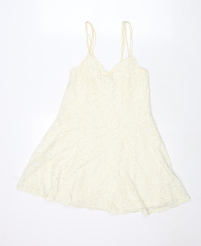 Pins & Needles Womens Ivory Floral Cotton Tank Dress Size XS V-Neck Pullover