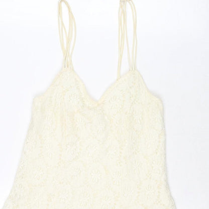 Pins & Needles Womens Ivory Floral Cotton Tank Dress Size XS V-Neck Pullover