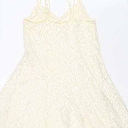 Pins & Needles Womens Ivory Floral Cotton Tank Dress Size XS V-Neck Pullover