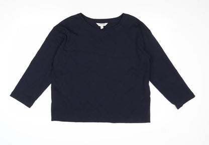 Autograph Womens Blue Cotton Basic Blouse Size 10 Round Neck