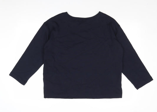 Autograph Womens Blue Cotton Basic Blouse Size 10 Round Neck