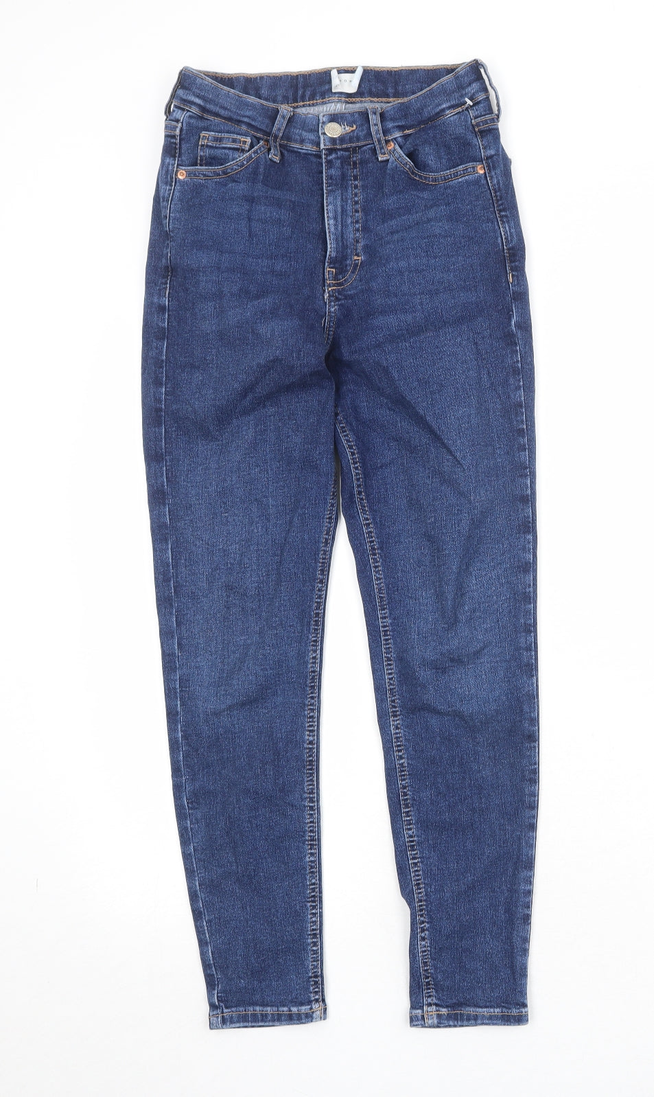 Topshop Womens Blue Cotton Skinny Jeans Size 26 in Regular Zip