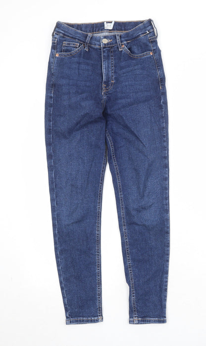 Topshop Womens Blue Cotton Skinny Jeans Size 26 in Regular Zip