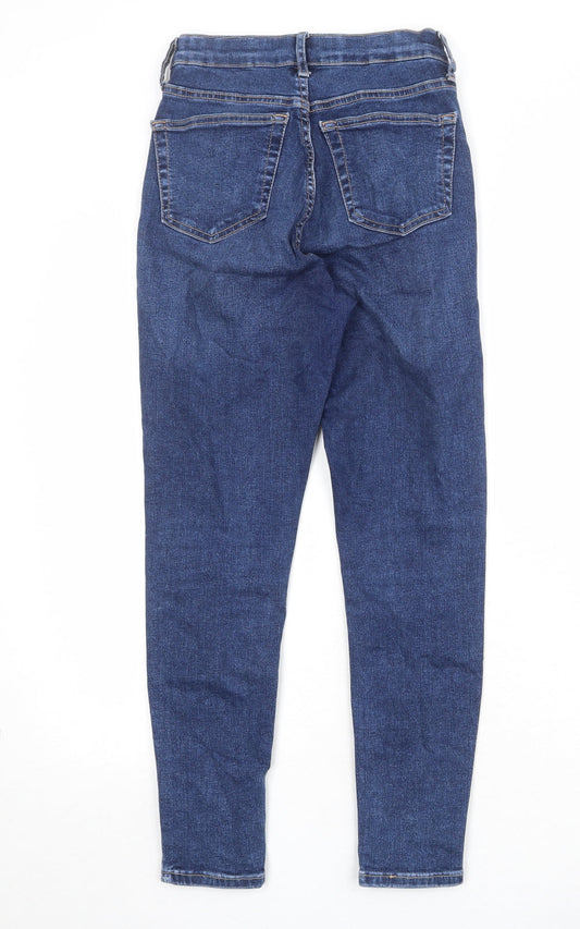 Topshop Womens Blue Cotton Skinny Jeans Size 26 in Regular Zip