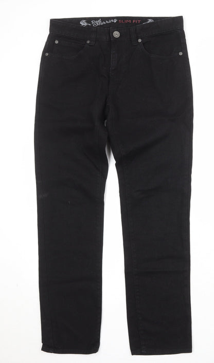 Red Herring Womens Black Cotton Skinny Jeans Size 30 in Slim Zip