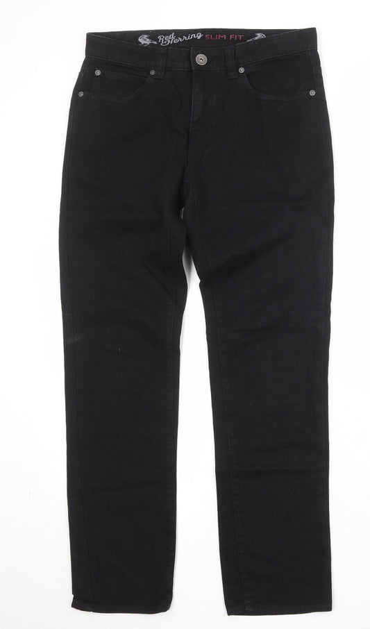 Red Herring Womens Black Cotton Skinny Jeans Size 30 in Slim Zip