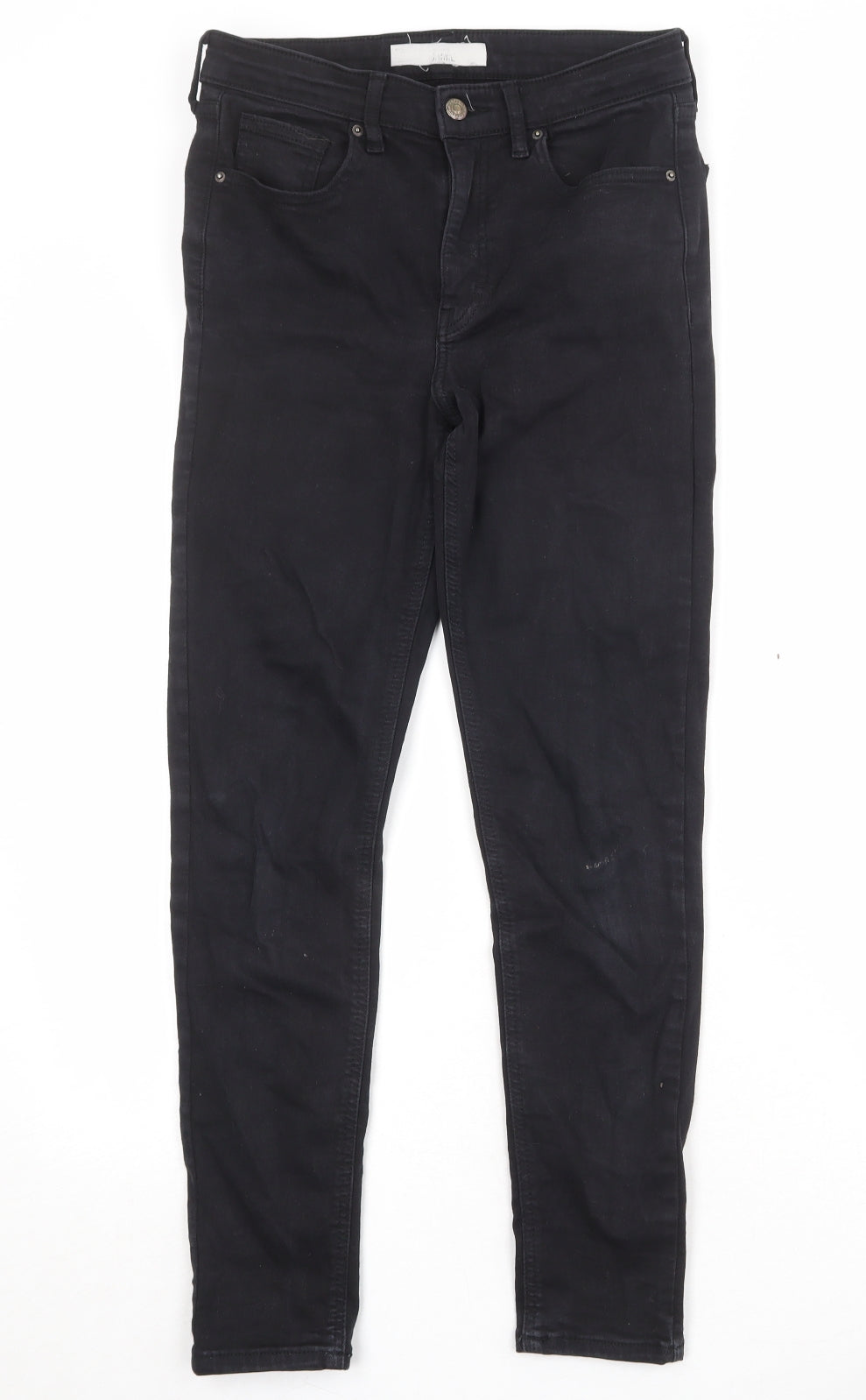 Topshop Womens Black Cotton Skinny Jeans Size 28 Regular Zip