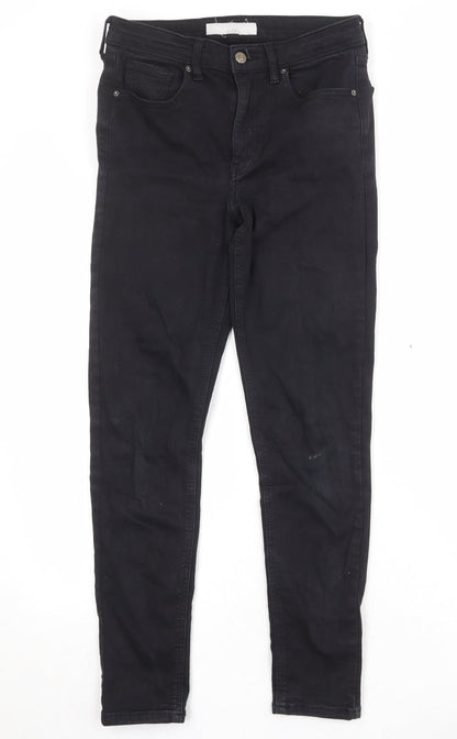 Topshop Womens Black Cotton Skinny Jeans Size 28 Regular Zip