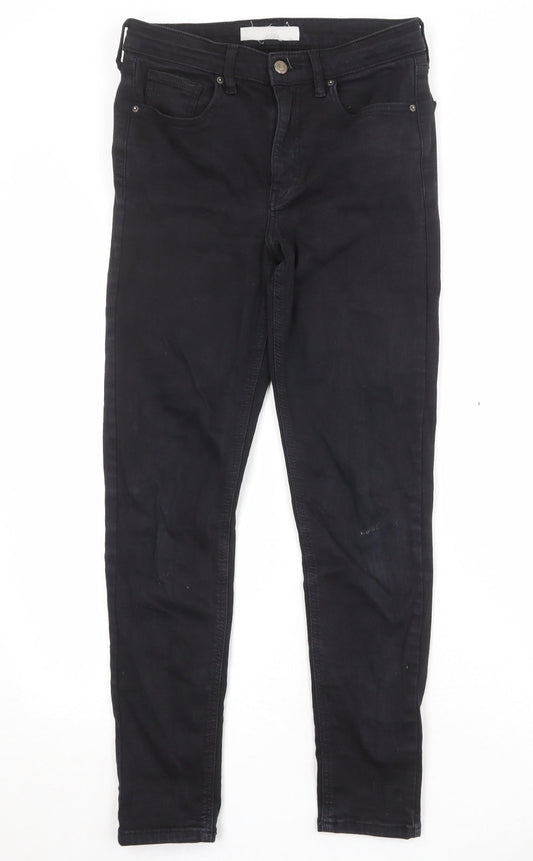 Topshop Womens Black Cotton Skinny Jeans Size 28 Regular Zip
