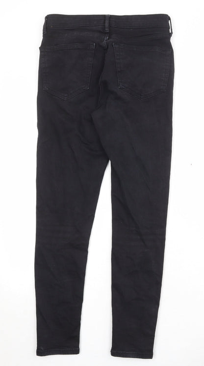 Topshop Womens Black Cotton Skinny Jeans Size 28 Regular Zip