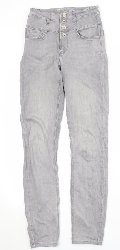ORSAY Womens Grey Cotton Straight Jeans Size 24 in Regular Zip
