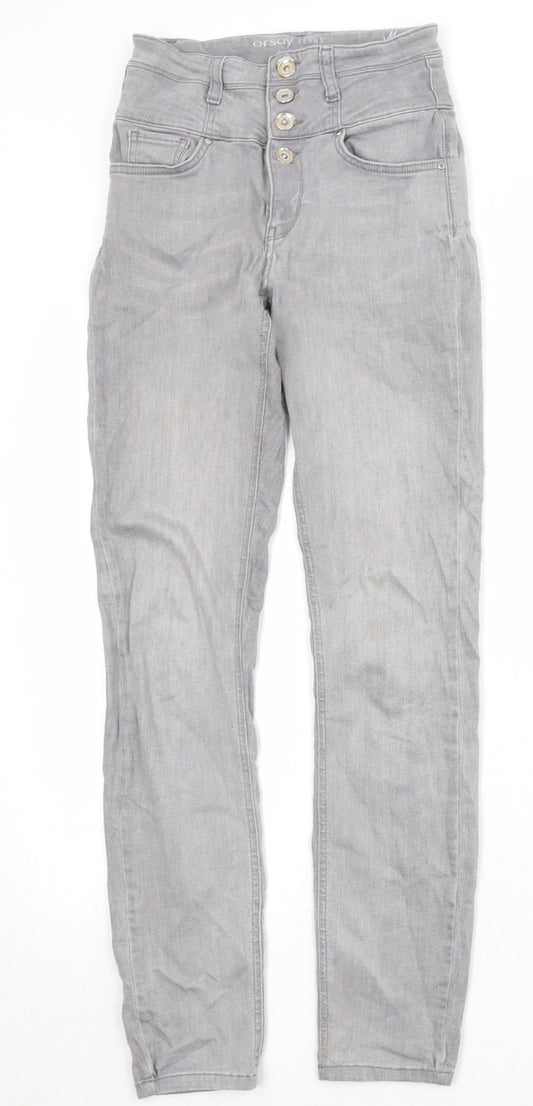 ORSAY Womens Grey Cotton Straight Jeans Size 24 in Regular Zip