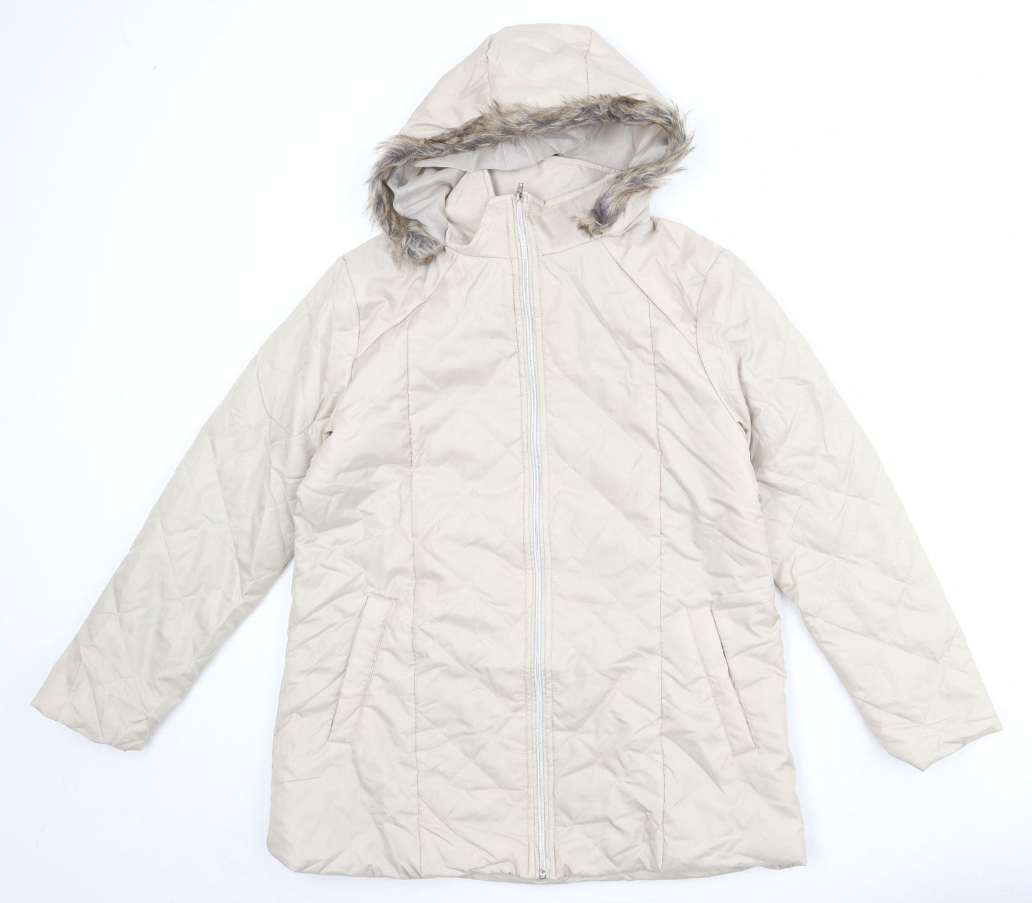 Womens UK Size S Anne de Lancay Beige Puffer Jacket