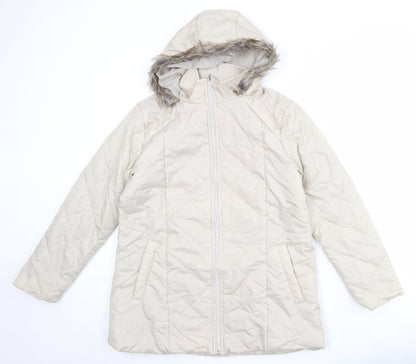 Womens UK Size S Anne de Lancay Beige Puffer Jacket