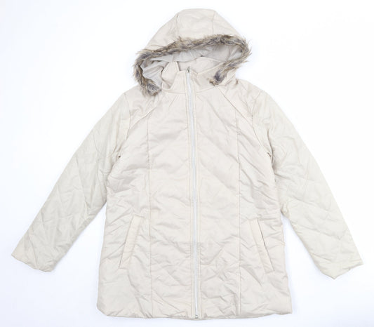 Womens UK Size S Anne de Lancay Beige Puffer Jacket