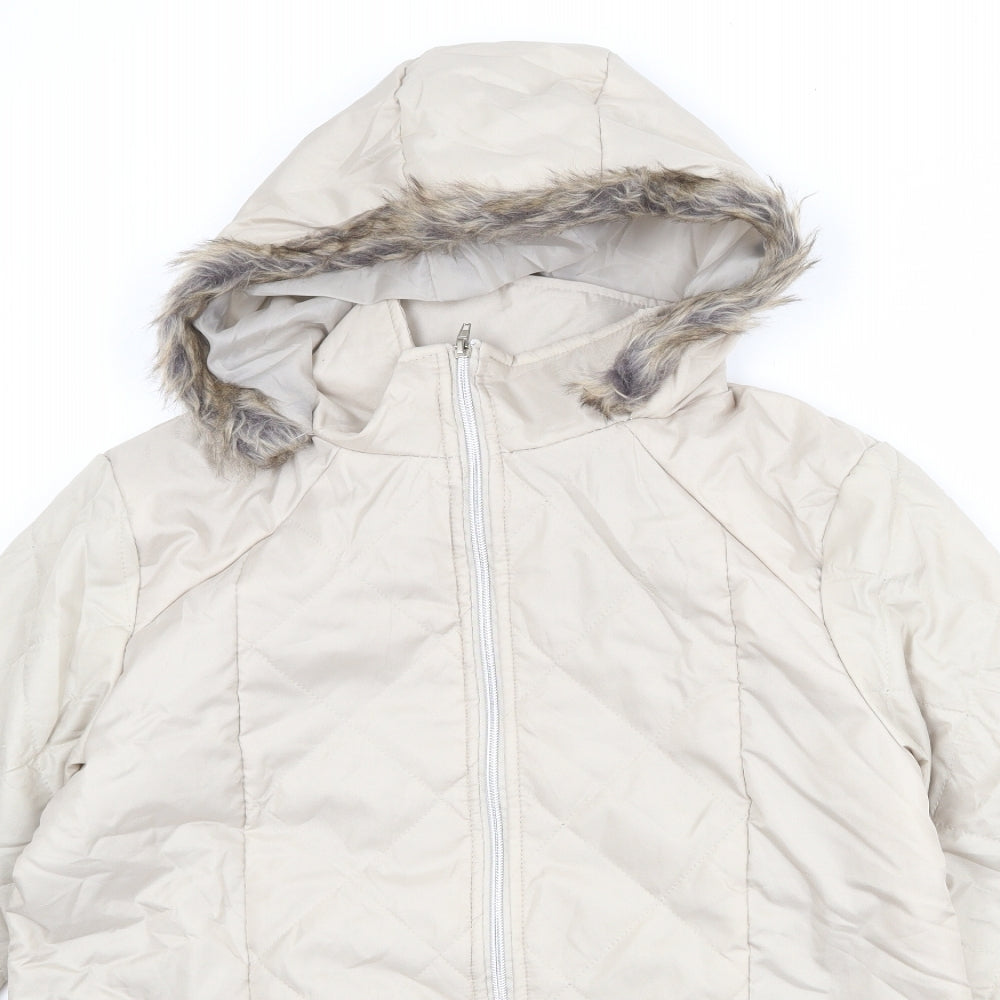 Womens UK Size S Anne de Lancay Beige Puffer Jacket