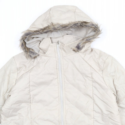 Womens UK Size S Anne de Lancay Beige Puffer Jacket