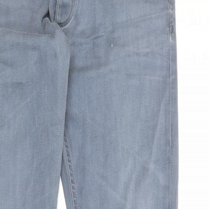 JACK & JONES Mens Blue Cotton Straight Jeans Size 34 in Regular Zip