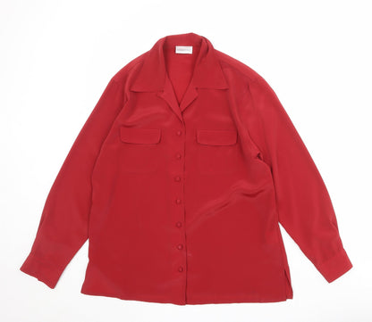 Womens UK Size 10 Essentials Red Basic Button-Up