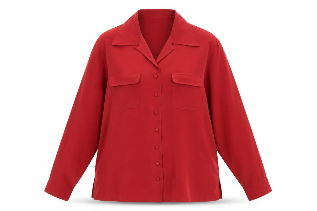 Womens UK Size 10 Essentials Red Basic Button-Up