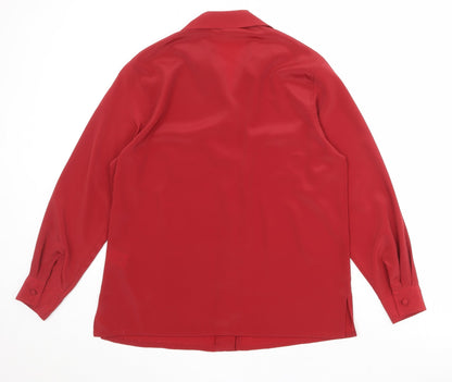 Womens UK Size 10 Essentials Red Basic Button-Up
