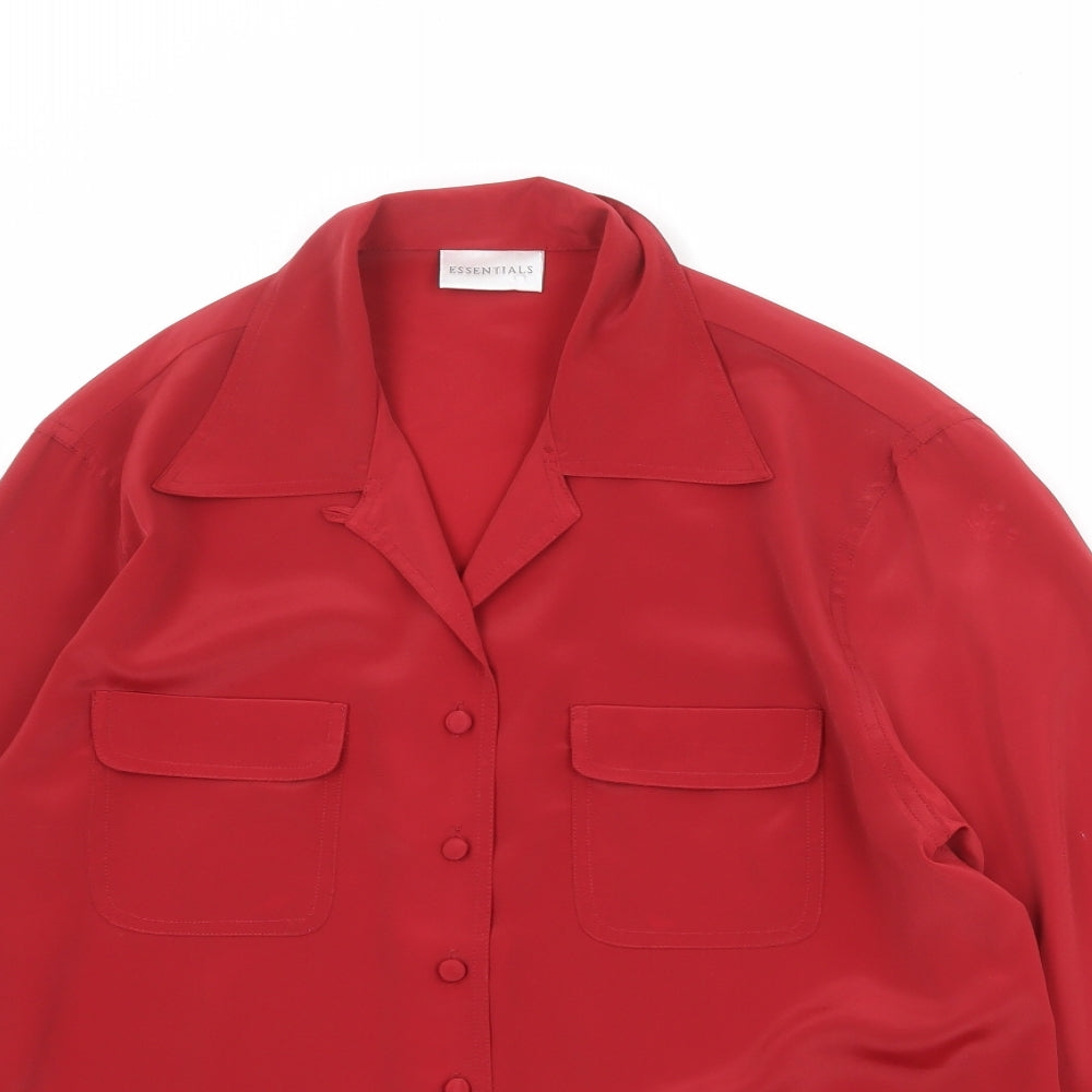 Womens UK Size 10 Essentials Red Basic Button-Up