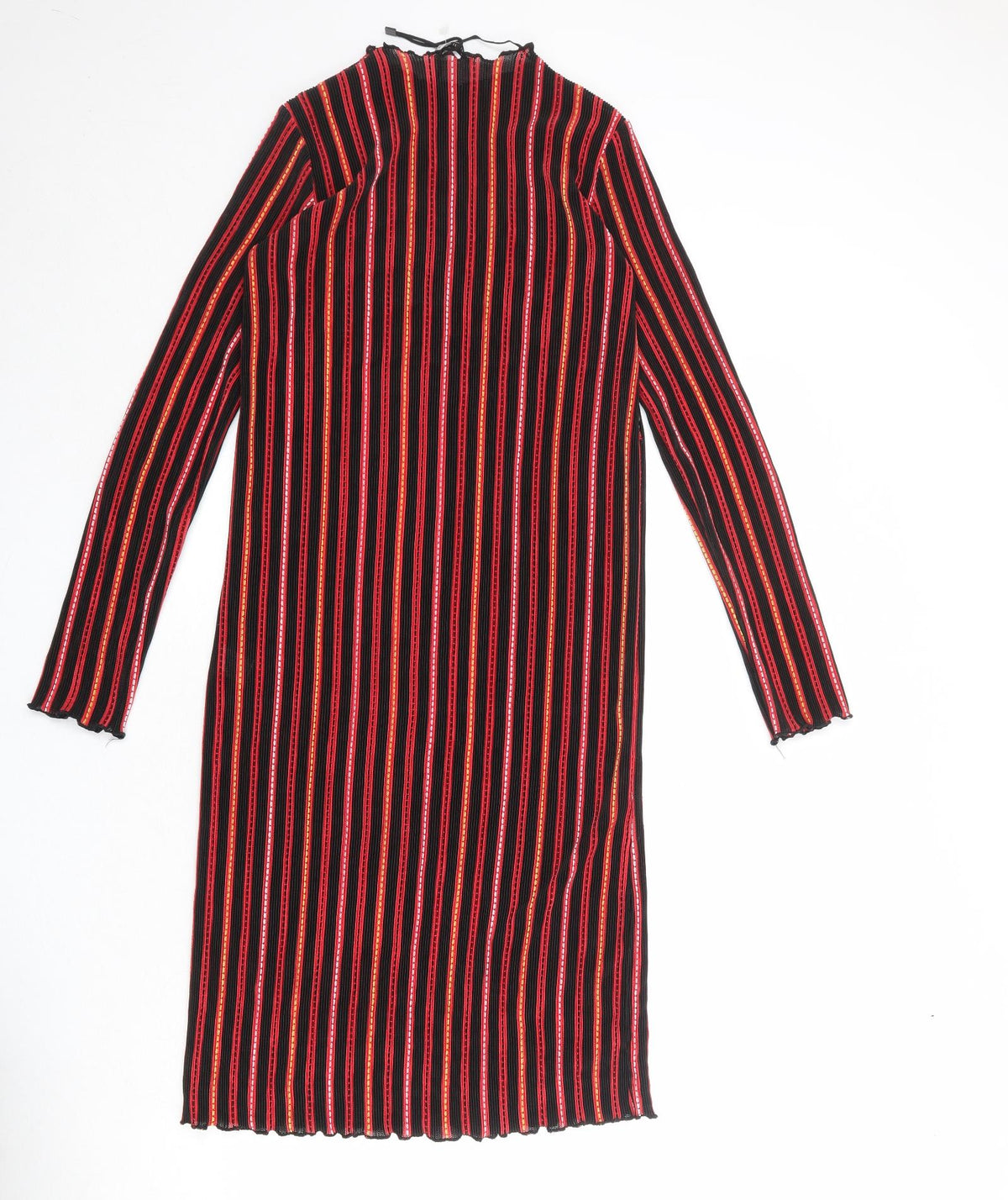 Zara Womens Multicoloured Striped Polyester A-Line Size S Round Neck Pullover
