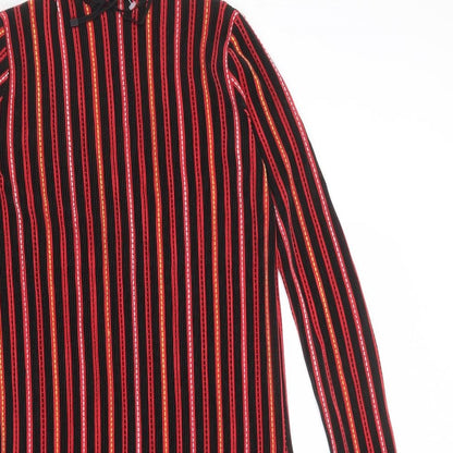 Zara Womens Multicoloured Striped Polyester A-Line Size S Round Neck Pullover
