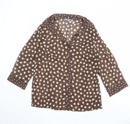 Womens UK Size 14 Per Una Brown Basic Button-Up