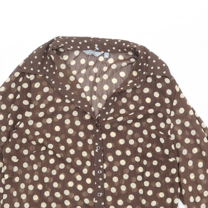 Womens UK Size 14 Per Una Brown Basic Button-Up