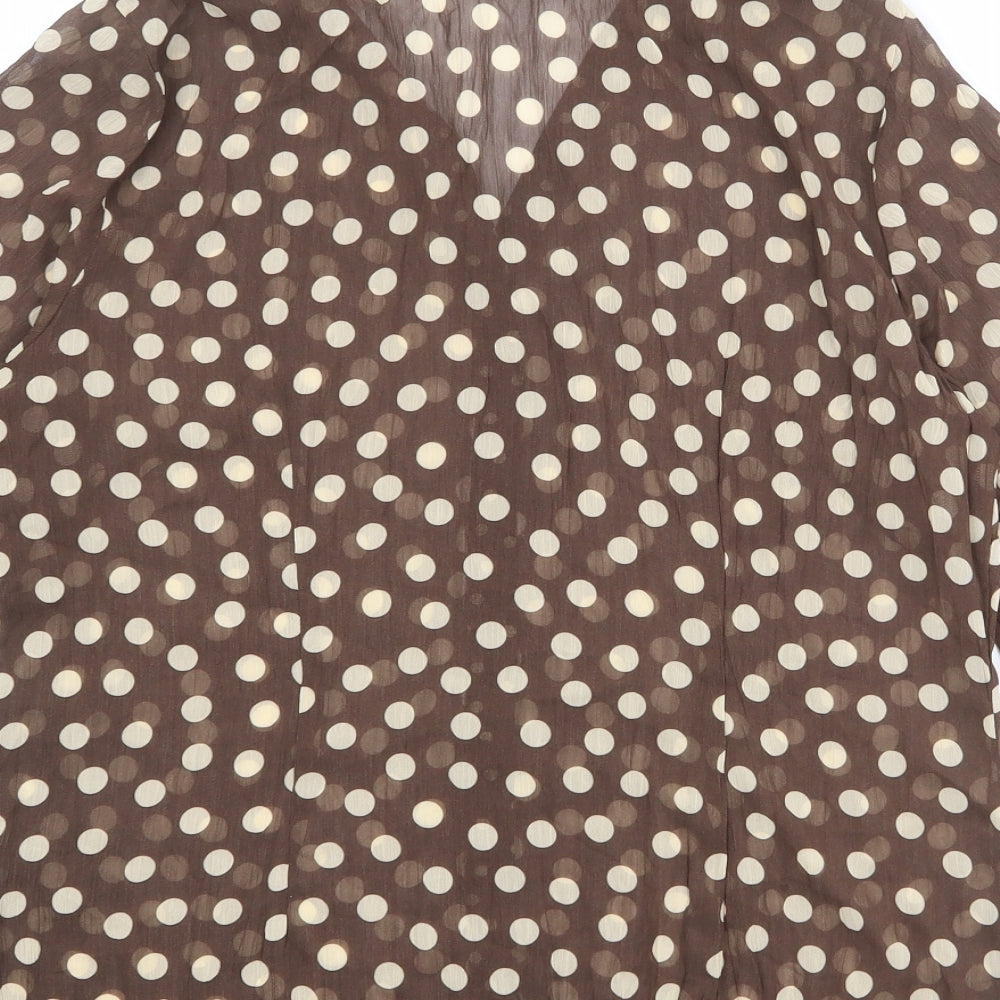 Womens UK Size 14 Per Una Brown Basic Button-Up