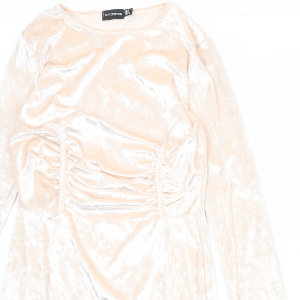 PRETTYLITTLETHING Womens Pink Polyester Mini Size 10 Round Neck Pullover