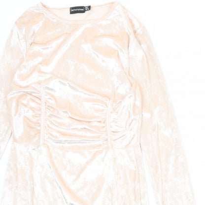 PRETTYLITTLETHING Womens Pink Polyester Mini Size 10 Round Neck Pullover