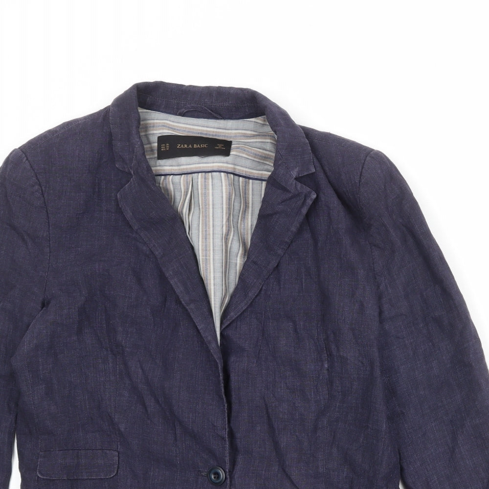 Zara Womens Blue Polyester Jacket Blazer Size XL
