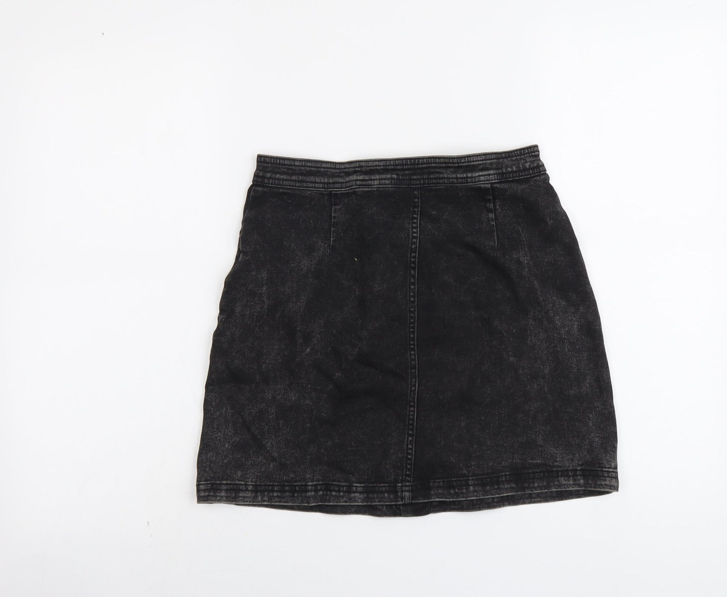 H&M Girls Black Cotton Mini Skirt Size 14 Years Regular Button
