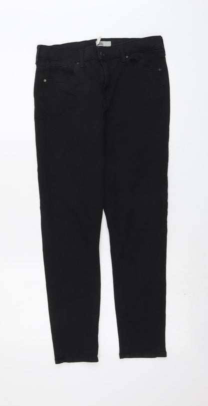 Topshop Womens Black Cotton Skinny Jeans Size 30 in L26 in Regular Button