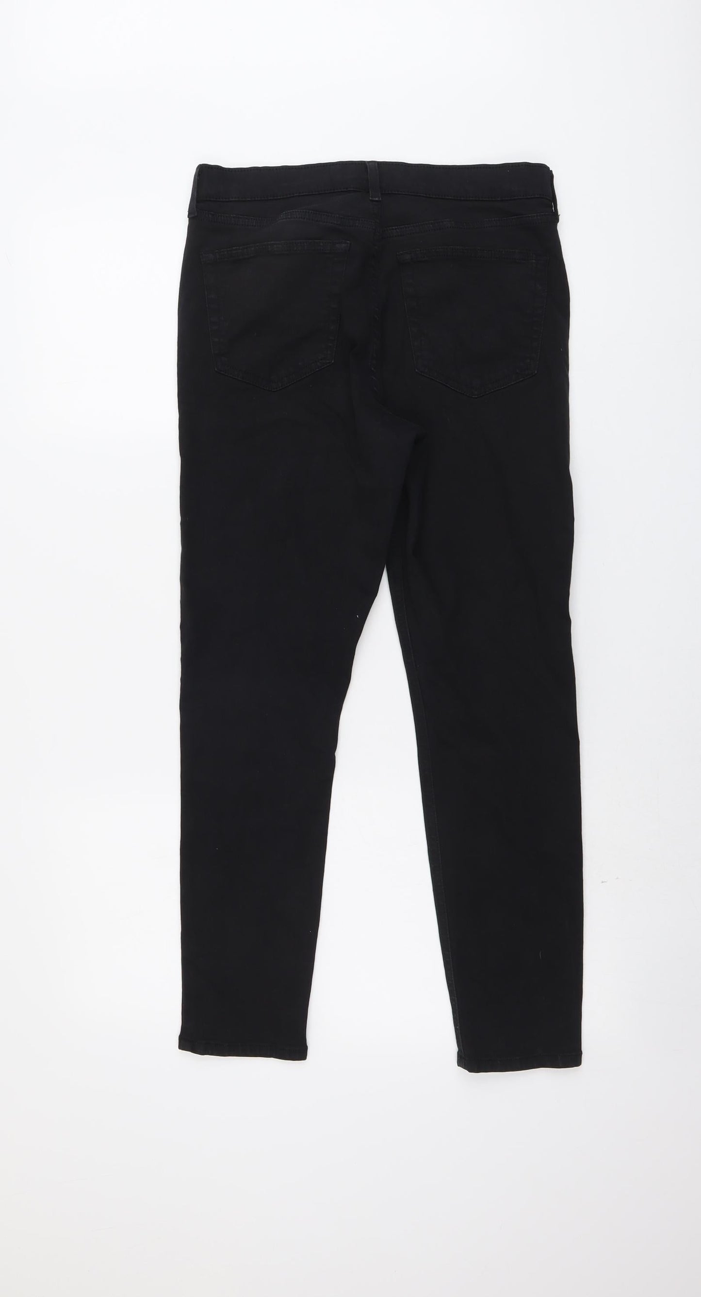 Topshop Womens Black Cotton Skinny Jeans Size 30 in L26 in Regular Button